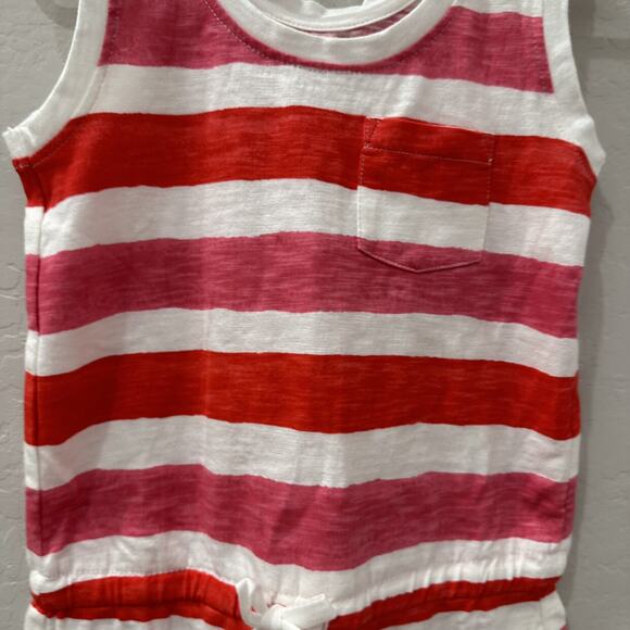 Primary Red & Pink Stripe Tank Romper - Picture 3 of 6
